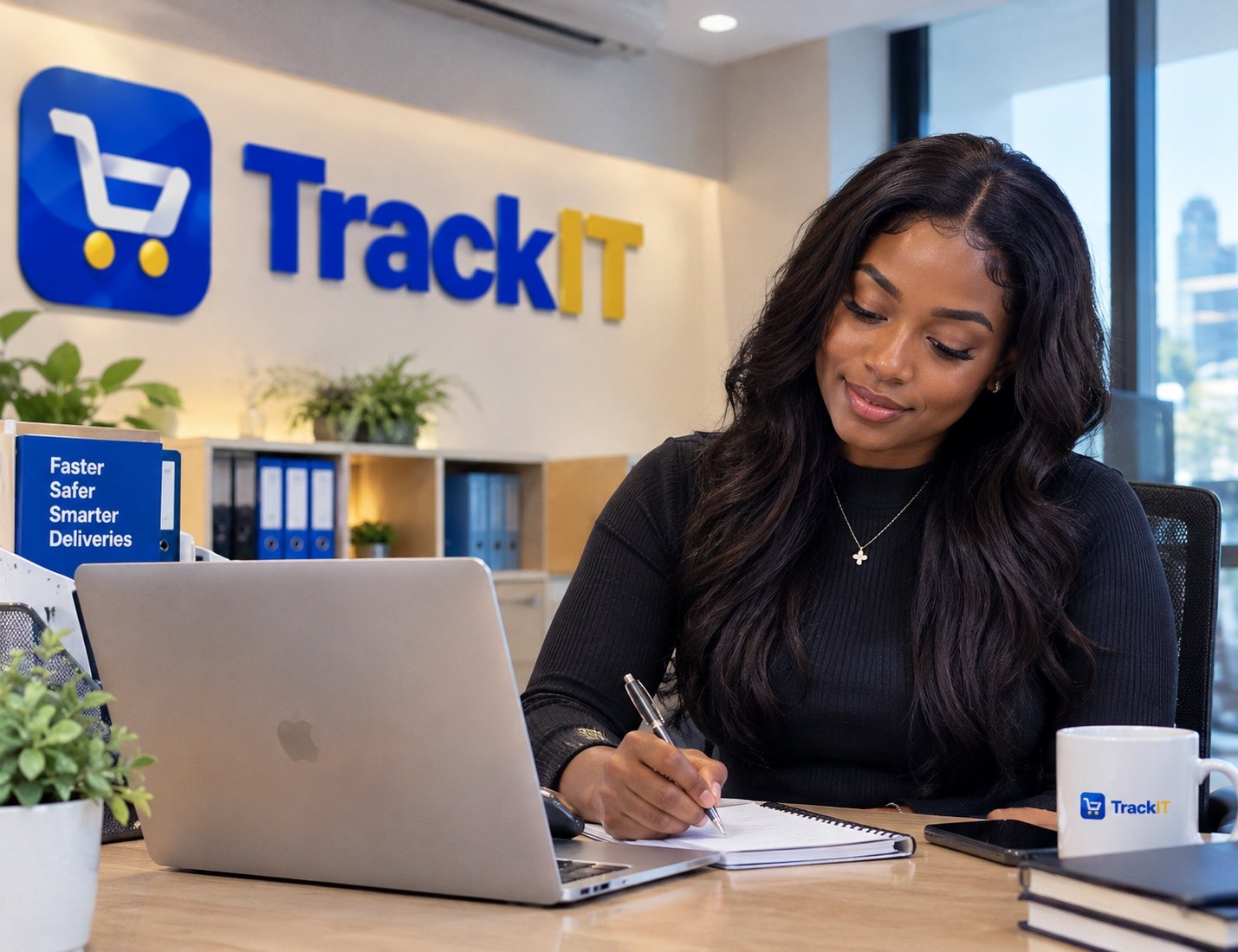 Track IT support team member working at a desk